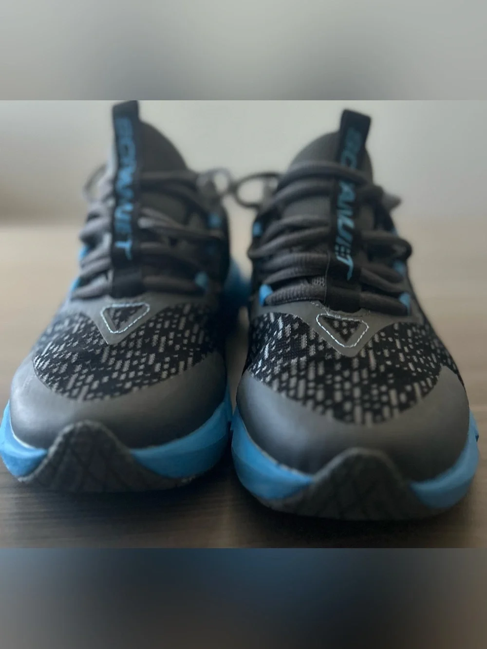 Under Armour Gray and Blue Kids Athletic Sneakers